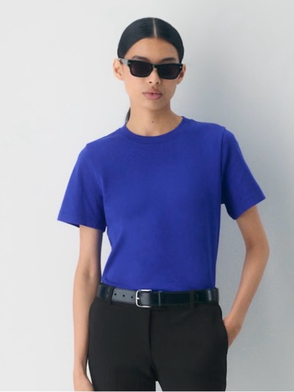 Aritzia Interlock Cotton Function Tee - ablaze blue- medium